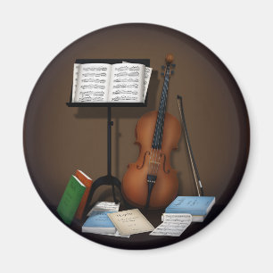 Cello & Music Stand Charming Miniature Scene Magnet