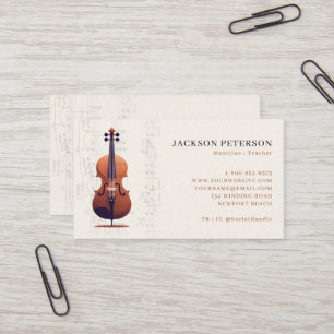 Cello Musical Notes Cellist Musician Professional Business Card