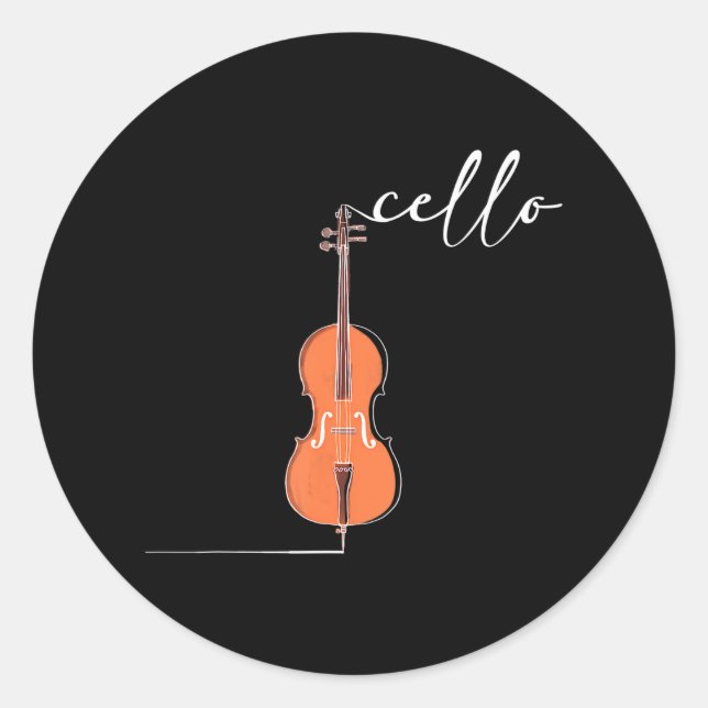 Cello Musician Instrument Music Lovers Classic Round Sticker (Front)