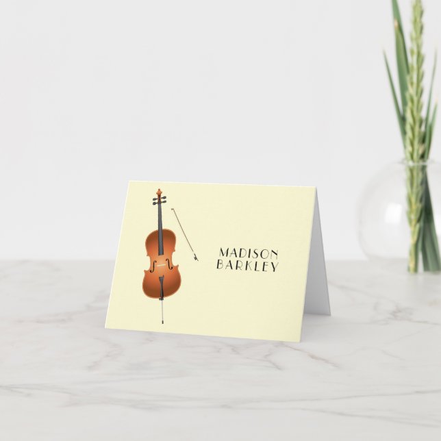Cello Musician Music Teacher String Orchestra Note Card (Front)