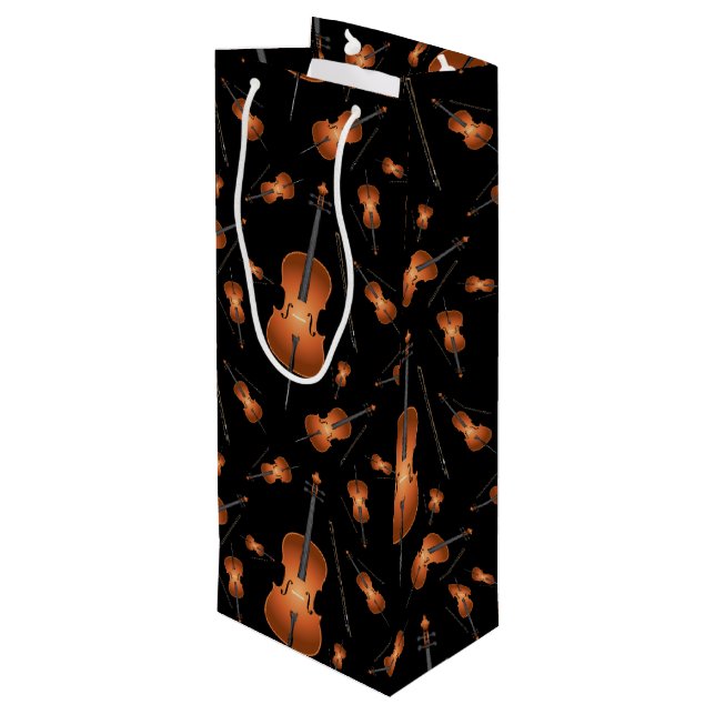 Cello Musician Music Teacher String Orchestra Wine Gift Bag (Back Angled)