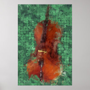Cello On Green Poster