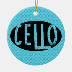 Cello Oval Rough Text Ceramic Ornament
