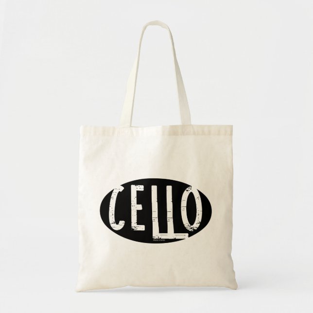 Cello Oval Rough Text Tote Bag (Front)