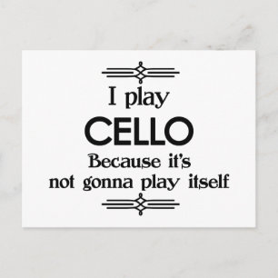 Cello - Play Itself Funny Deco Music Postcard