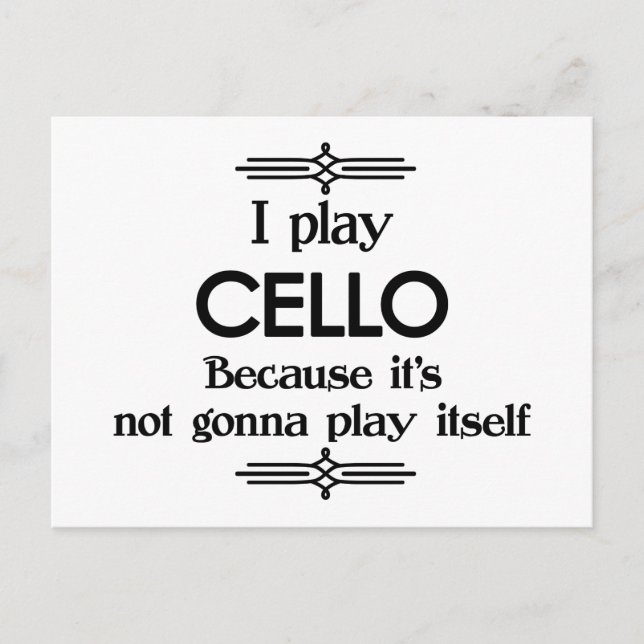 Cello - Play Itself Funny Deco Music Postcard (Front)