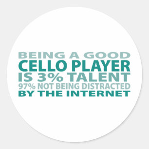 Cello Player 3% Talent Classic Round Sticker