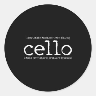 Cello Player Cellist Funny Gift Classic Round Sticker