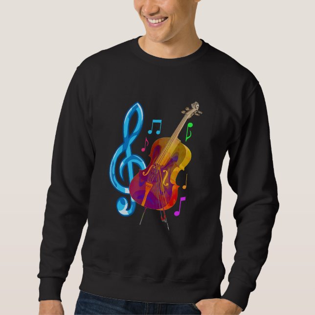 Cello Player Classical Music Treble Clef Cellist C Sweatshirt (Front)