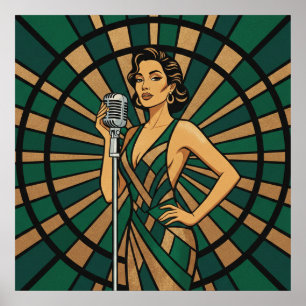 Cello Player Poster Elegant Stained Glass Music 