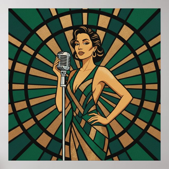 Cello Player Poster Elegant Stained Glass Music  (Front)