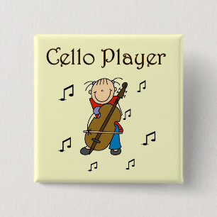 Cello Player Tshirts and Gifts 2 Inch Square Button