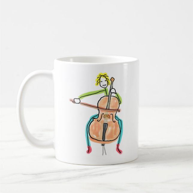 Cello Playing Stickman Coffee Mug (Left)