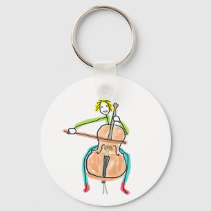 Cello Playing Stickman Keychain