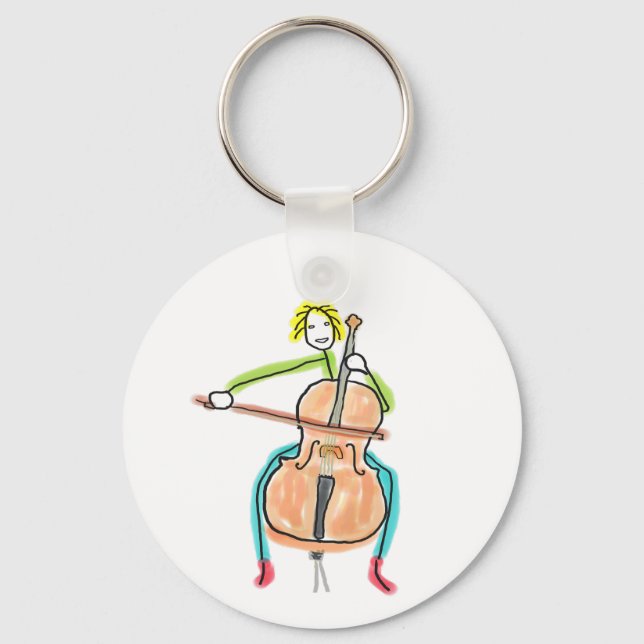 Cello Playing Stickman Keychain (Front)