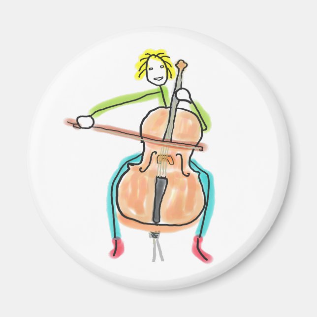 Cello Playing Stickman Magnet (Front)