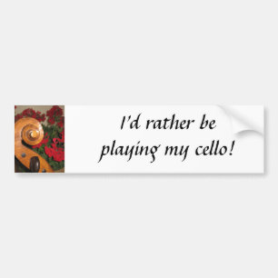 Cello Scroll Flowers bumper sticker