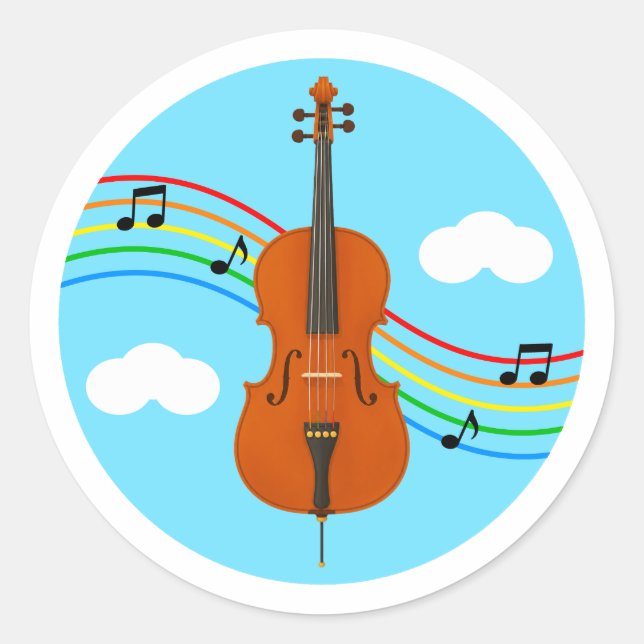 Cello Sticker Sky Rainbow Music Kids (Front)