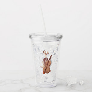 Cello Stork: Classical Music Animal in Yellow Mead Acrylic Tumbler