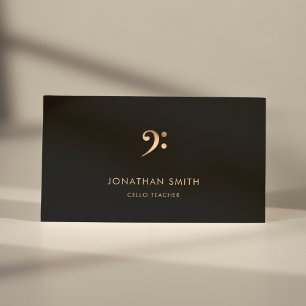 Cello Teacher Gold Bass Clef Modern Business Card
