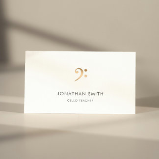 Cello Teacher Gold Bass Clef Modern Business Card