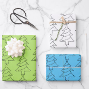 Cello Text Christmas Tree  Wrapping Paper Sheet