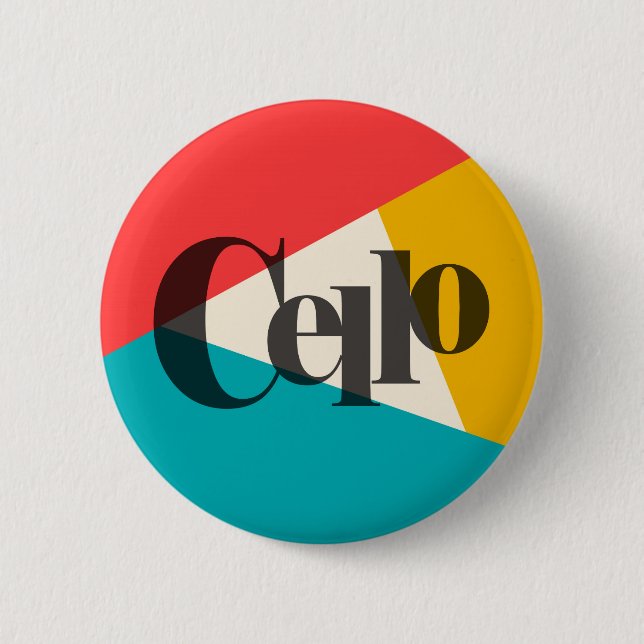 Cello Tri-Colour - Turquoise Coral Gold 2 Inch Round Button (Front)