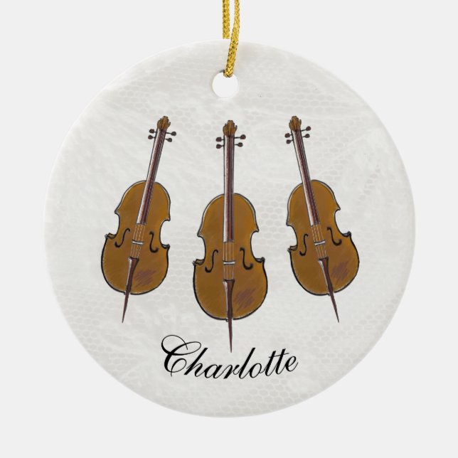 Cello trio personalized  ceramic ornament (Front)