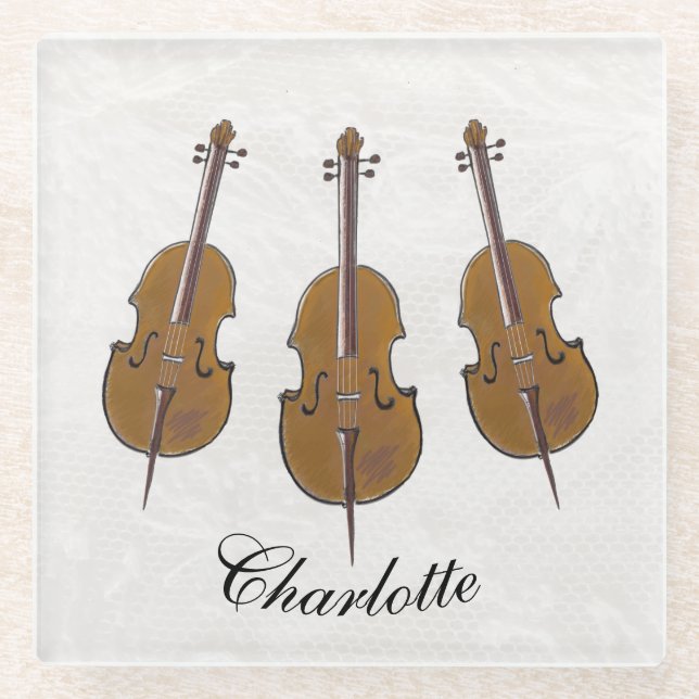Cello trio personalized glass coaster (Front)