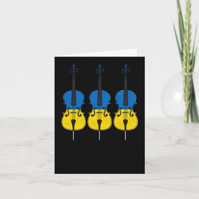 Cello Ukrainian Flag Cellist String Musician Stick Card (Front)