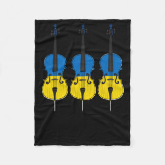 Cello Ukrainian Flag Cellist String Musician Stick Fleece Blanket