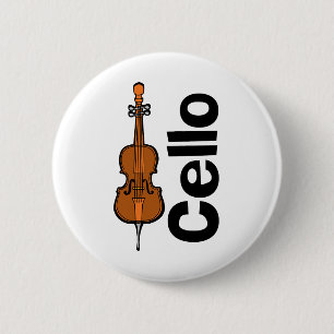 Cello Vertical Text 2 Inch Round Button