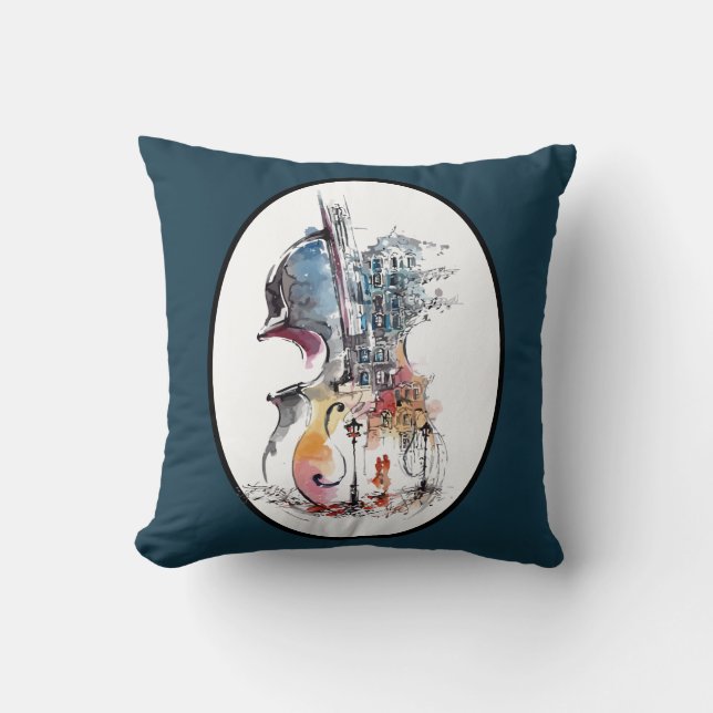 Cello Vignette Throw Pillow (Front)