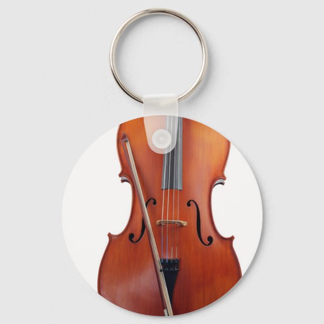 Cello with bow, close up keychain (Front)