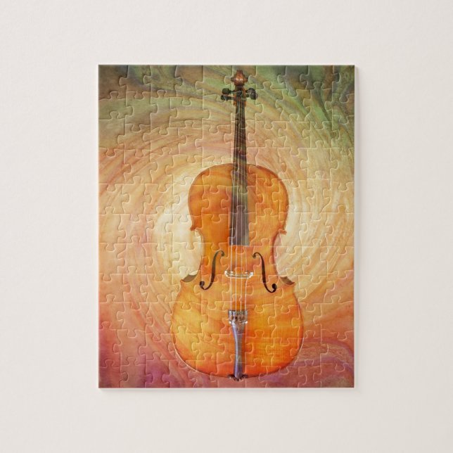 Cello with warm colourful textured background. jigsaw puzzle (Vertical)