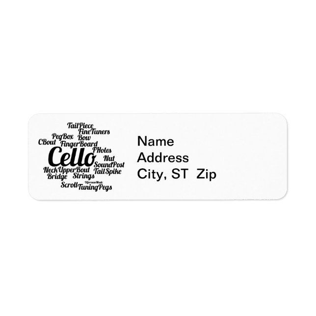 Cello Word Cloud Black Text (Front)