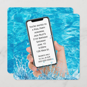 Cellphone Text 21st Birthday Pool Party Invitation