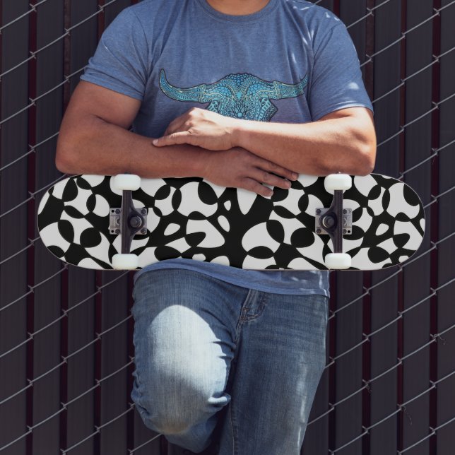 Cells Abstraction Black White Skateboard (Outdoor 3)