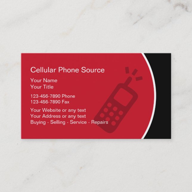 Cellular Phone Business Cards (Front)