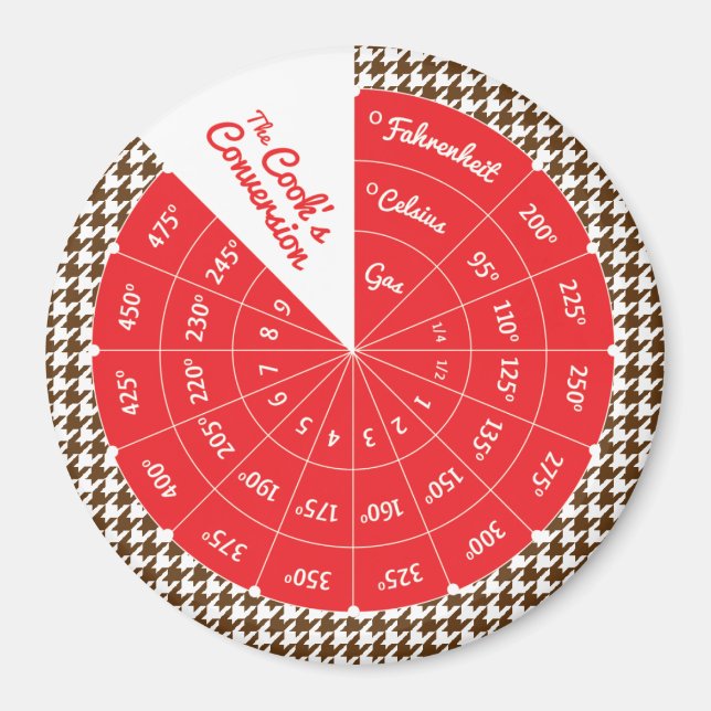 Celsius to Fahrenheit Cooking Conversion Chart Magnet (Front)
