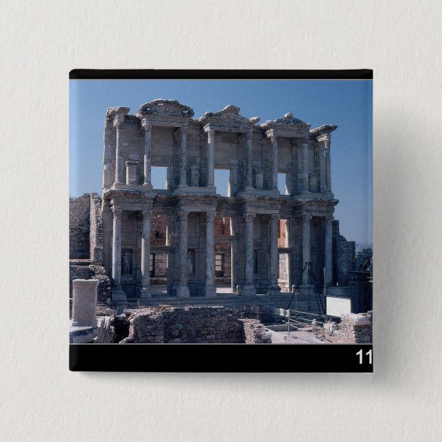 Celsus Library, built in AD 135 2 Inch Square Button (Front)