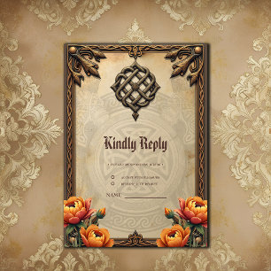 Celtic art and floral splendour in warm tones.  RSVP card