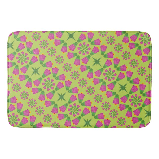 Celtic Bell Flower Mandalas Green Bath Mat (Front)