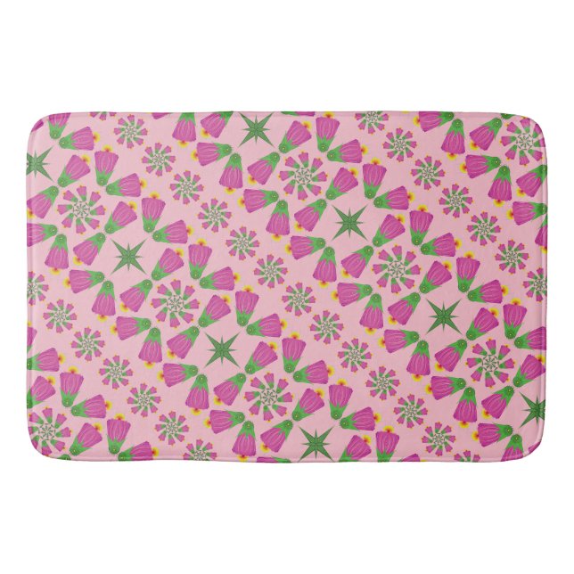 Celtic Bell Flower Mandalas Pink Bath Mat (Front)