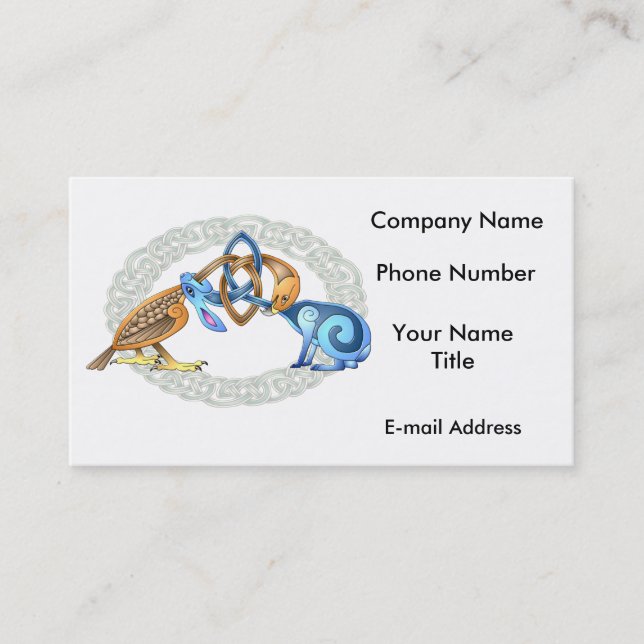 Celtic Bird and Rabbit with Frame Business Card (Front)