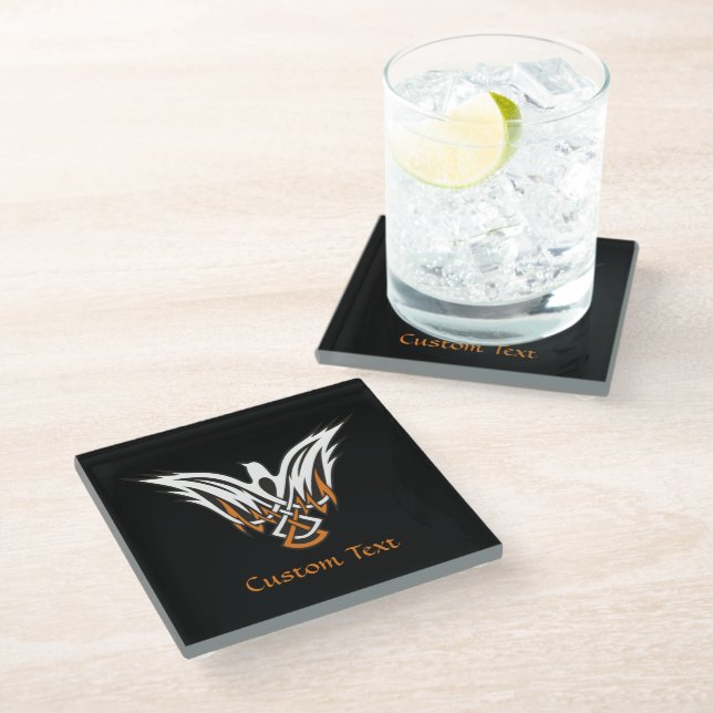 Celtic Bird Glass Coaster (Angled)