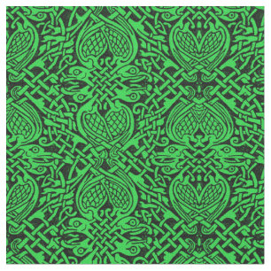 Celtic Bird Weave in  Dark Green Fabric