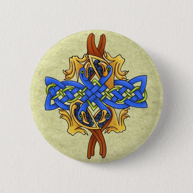 Celtic Birds 2 Inch Round Button (Front)