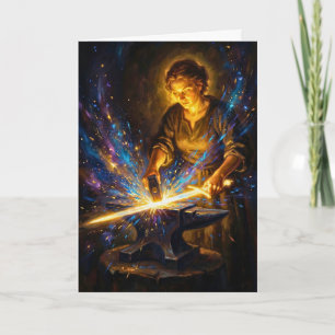 Celtic Blacksmith Goddess Forging Sword Fantasy Ar Card