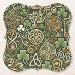 Celtic Bloom Paper Coaster<br><div class="desc">Celtic Bloom feels like spring awakening in an ancient land where folklore still breathes. The intertwining Celtic knots suggest music that loops, weaves, and circles back on itself like a living tapestry of melody. Bright green tones evoke lively fiddle dances and warm sunlight filtering through mossy forests, while the golden...</div>